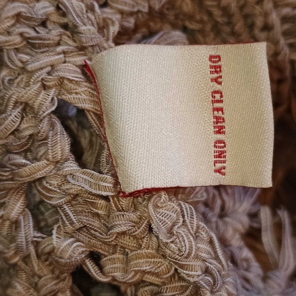 Reba Boho Crochet Fringe Knit Duster Cardigan Medium Neutral‎ Tan Festival... - Picture 12 of 12